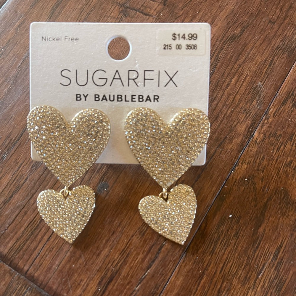 SUGARFIX BY BAUBLEBAR NEWHeart Earrings. Rhinestones. 1 1/2”